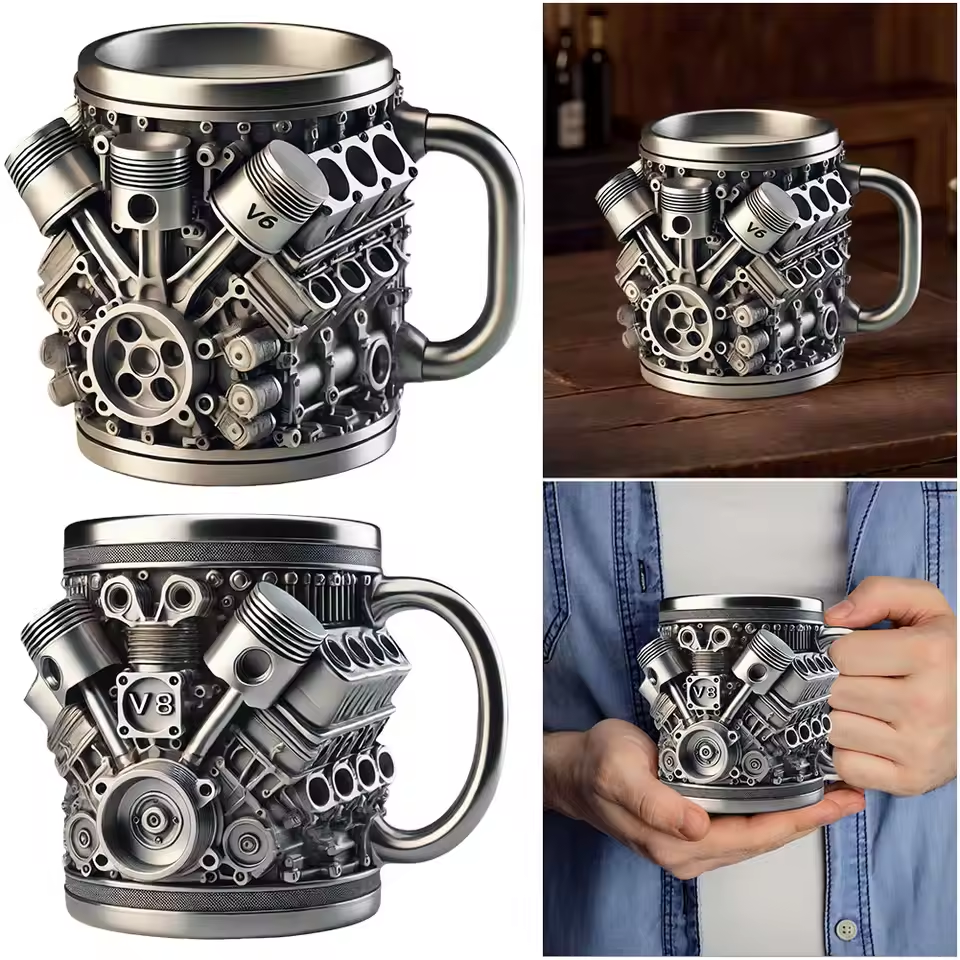 🎁☕Kavni vrček iz nerjavečega jekla Creative Engine V6V8