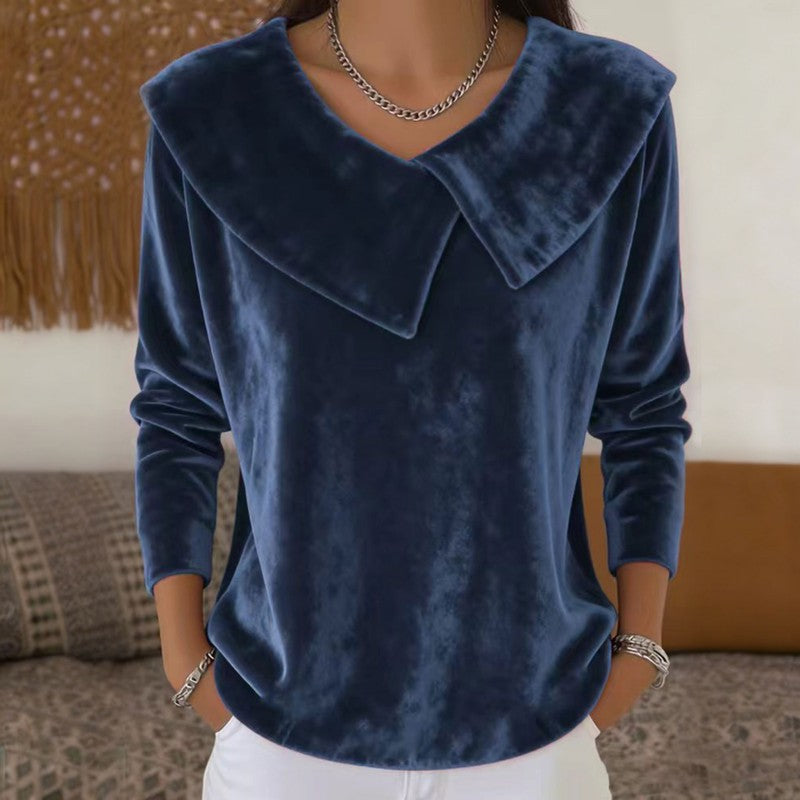 ✨👚 Damska bluzka welurowa z kołnierzem 2026, miękka, ciepła i elegancka