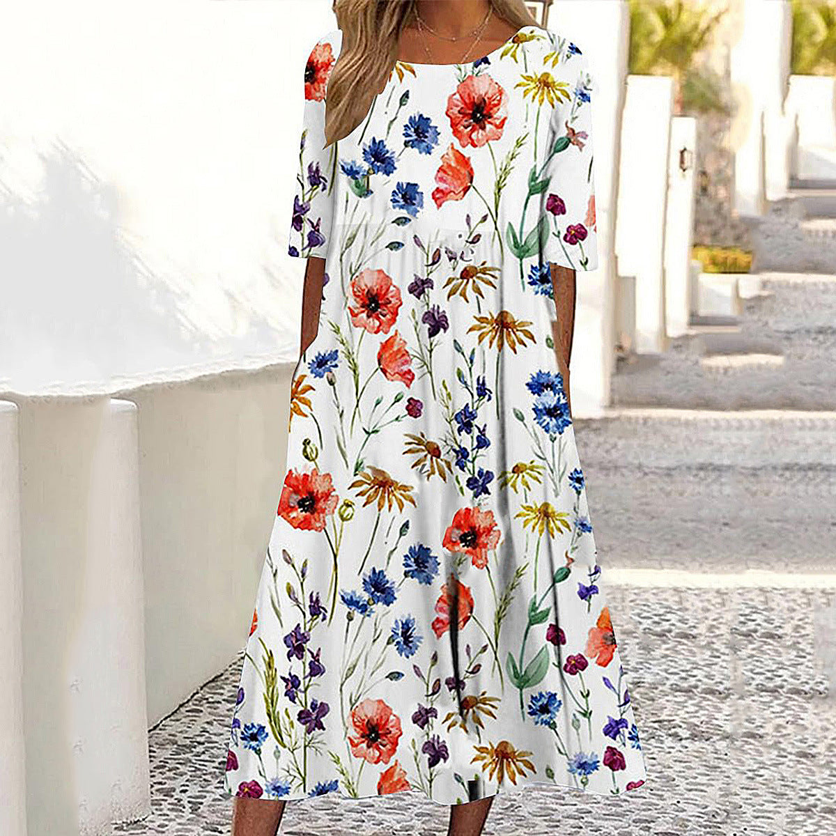 🌺👗【S-3XL】2026 Letnia sukienka z nadrukiem z okrągłym dekoltem