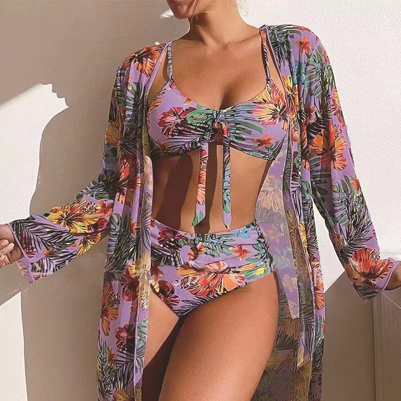 👙☀️【S-2XL】【Zestaw trzyczęściowy】 2026 nowy stylowy szal, 3-częściowy zestaw strojów kąpielowych