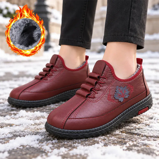 【35 – 41】Topli čevlji z vzorcem javorjevega lista! Poskrbite, da bodo vaša stopala topla tudi pozimi! ❄️🍁✨