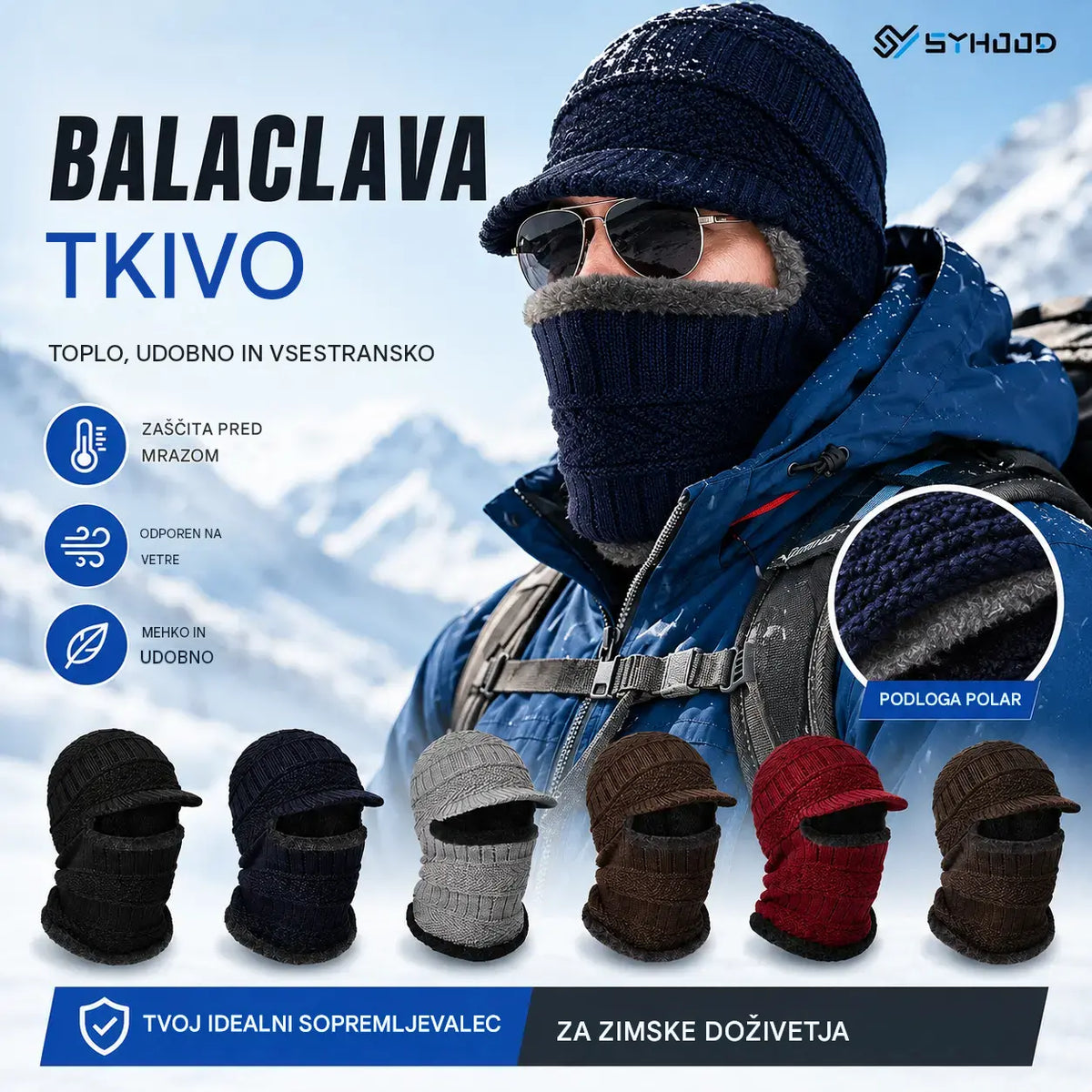 🔥 Enodelna debela volnena kapa, odporna proti vetru, za uporabo na prostem.
