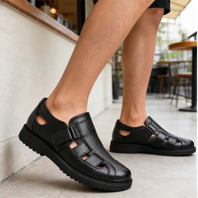 【38-44】👞 Moški zračni sandali iz pravega usnja, ki ne drsijo, z izrezom.
