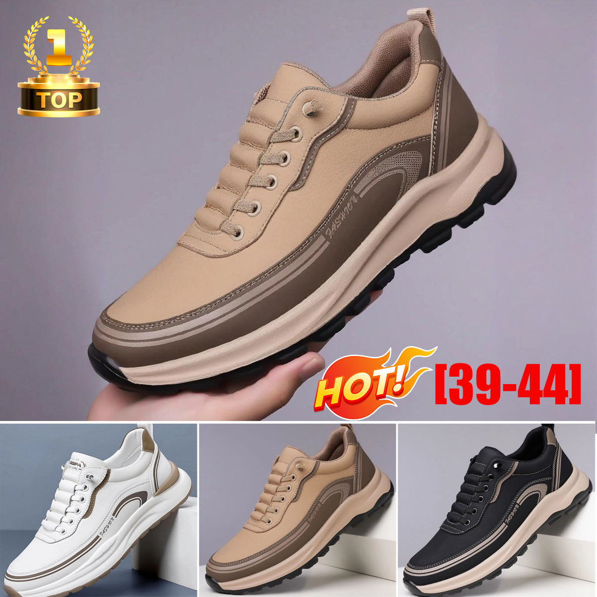 🔥Bestseller 【Rabat 50%】👟【39-45】Wodoodporne i odporne na plamy skórzane trampki z miękką i wygodną podeszwą.