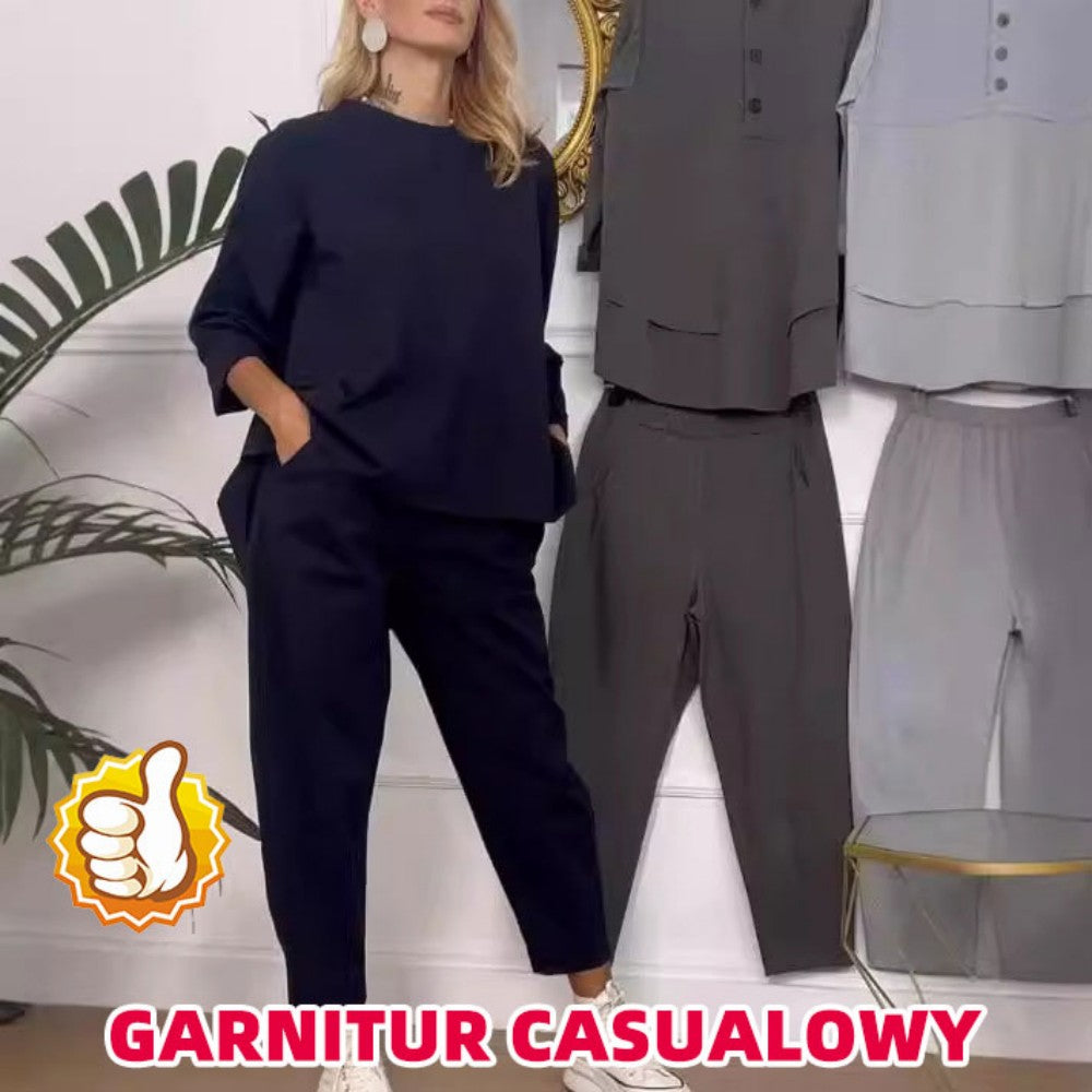 🍁【Kup jeden, drugi otrzymasz gratis】🍂 Elegancki dwuczęściowy komplet sportowy z długim rękawem, luźny, stylowy i wygodny, idealny do noszenia na co dzień na świeżym powietrzu.