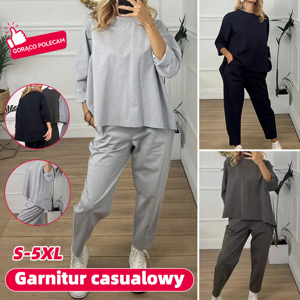🍁【Kup jeden, drugi otrzymasz gratis】🍂 Elegancki dwuczęściowy komplet sportowy z długim rękawem, luźny, stylowy i wygodny, idealny do noszenia na co dzień na świeżym powietrzu.