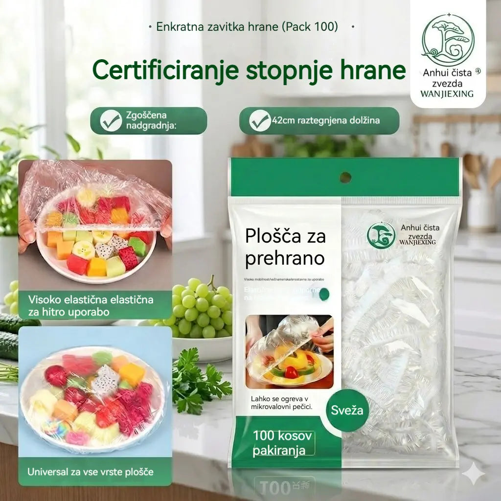 ⏳50 % popust 🔥Večnamenski elastični pokrovi (100 kom): Raztegnejo se in prilegajo vsaki obliki posode ali sadja