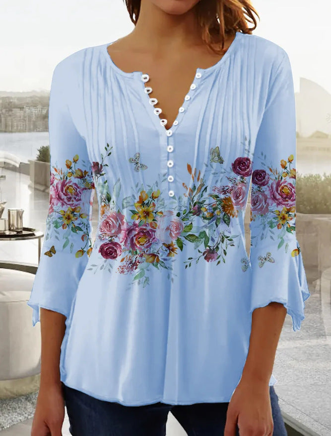 😍【Časovno omejena ponudba】Elegantna ženska majica z V-izrezom [S-5XL]