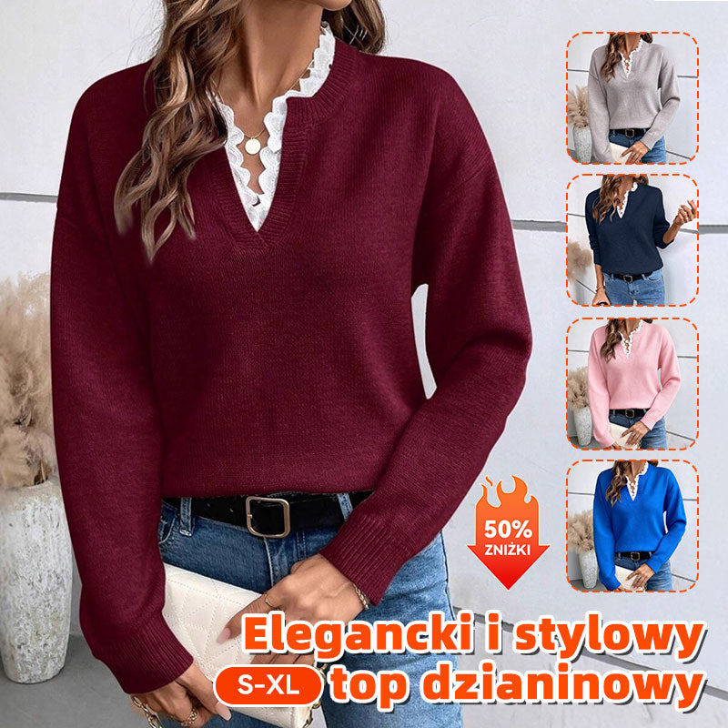 👚💕 2026 damski top dzianinowy – elegancki krój, miękki materiał, ciepły komfort na jesień i zimę