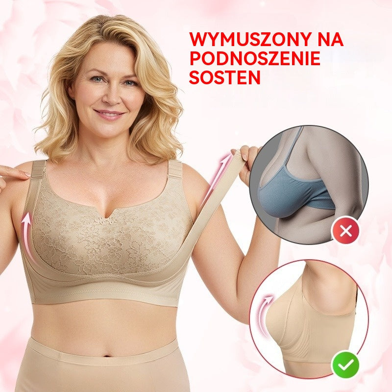 Regulowany biustonosz unoszący dla większego biustu, wygodny biustonosz.