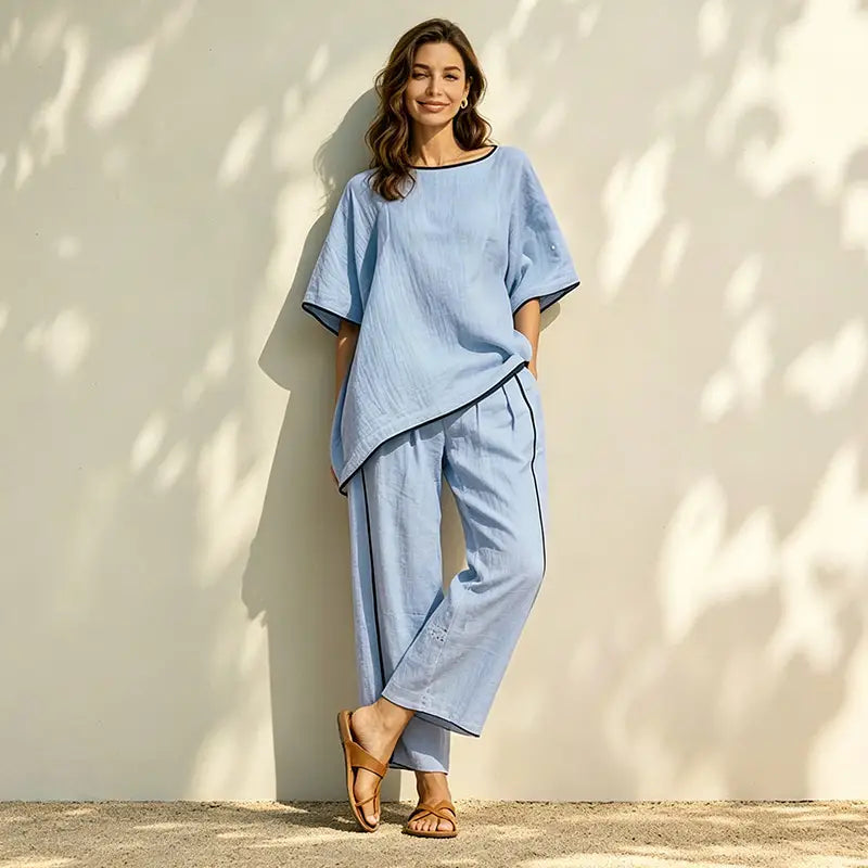 Letni zestaw dwuczęściowy w stylu casual: Ultralekki, oddychający materiał; luźny krój odprowadzający wilgoć; rozmiary S–5XL.