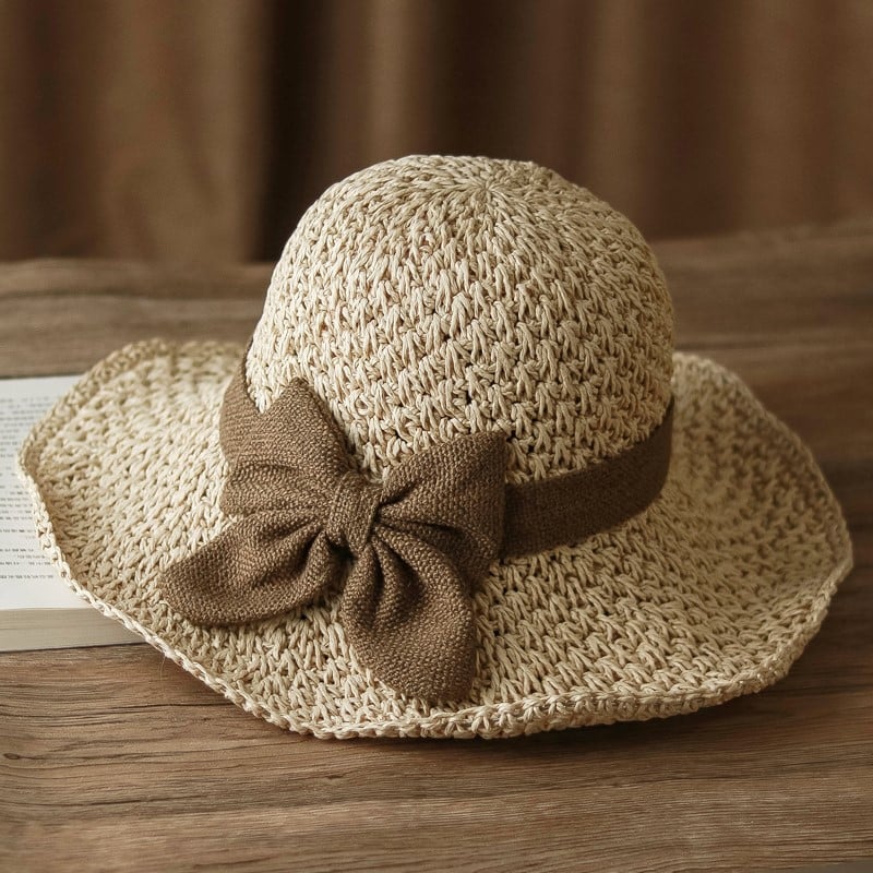 🎀🎀 Obniżka o 50% 👒 | Słomkowy kapelusz z retro kokardą – składany i przewiewny na lato