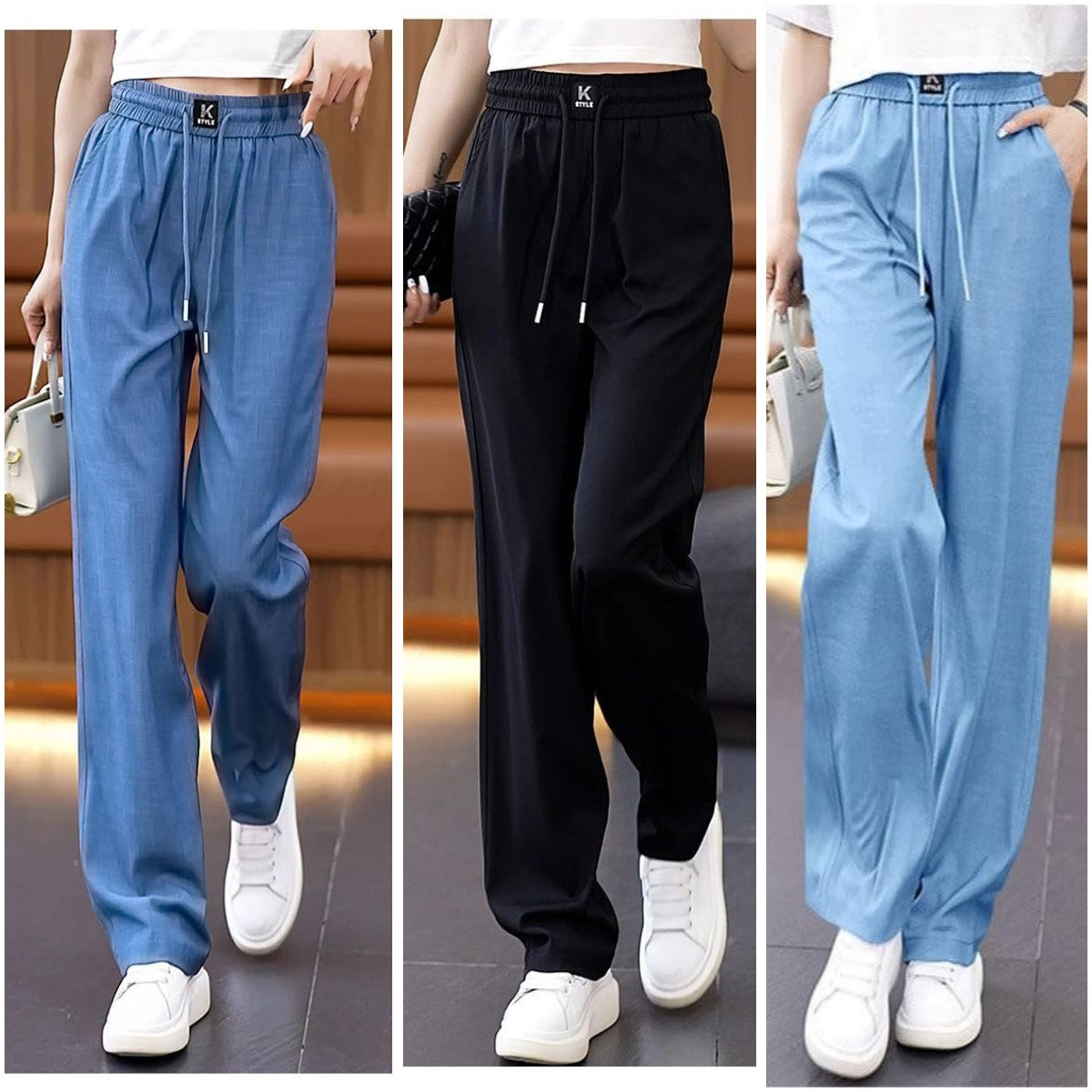 ❤️2026【S-3XL】 Jeansy z wysokim stanem i szerokimi nogawkami typu Ice Silk