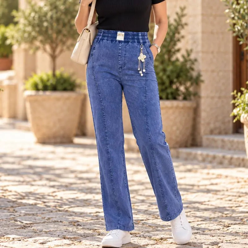 🏆👖【S-4XL】Női, magas derekú, sztreccs farmernadrág