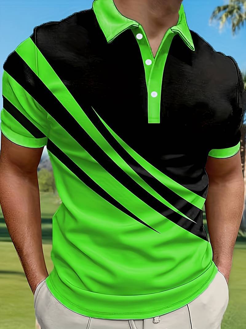 🔥【Kupte 1, získejte 1 zdarma】👔【S-6XL】Nová letní pánská pruhovaná 3D tištěná POLO košile