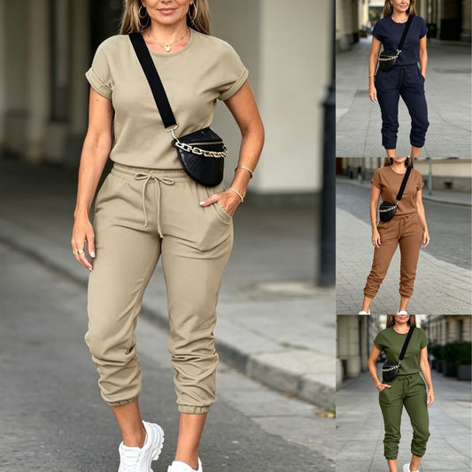 Wygodny damski komplet: T-shirt i spodnie dresowe: Stylowy casual na co dzień