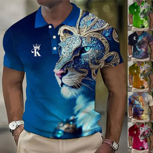 【S-6XL】Moška polo majica s 3D potiskom leva