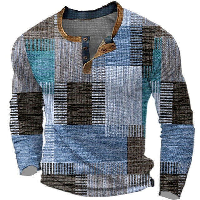 🎁😍[Wyprzedaż ograniczona czasowo] 👔[S-4XL] Męska koszulka z długim rękawem we wzór