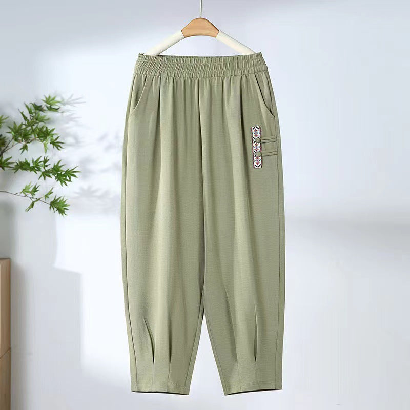 【M-4XL】 Nowe letnie cienkie bawełniane spodnie lniane z dziewięcioma punktami