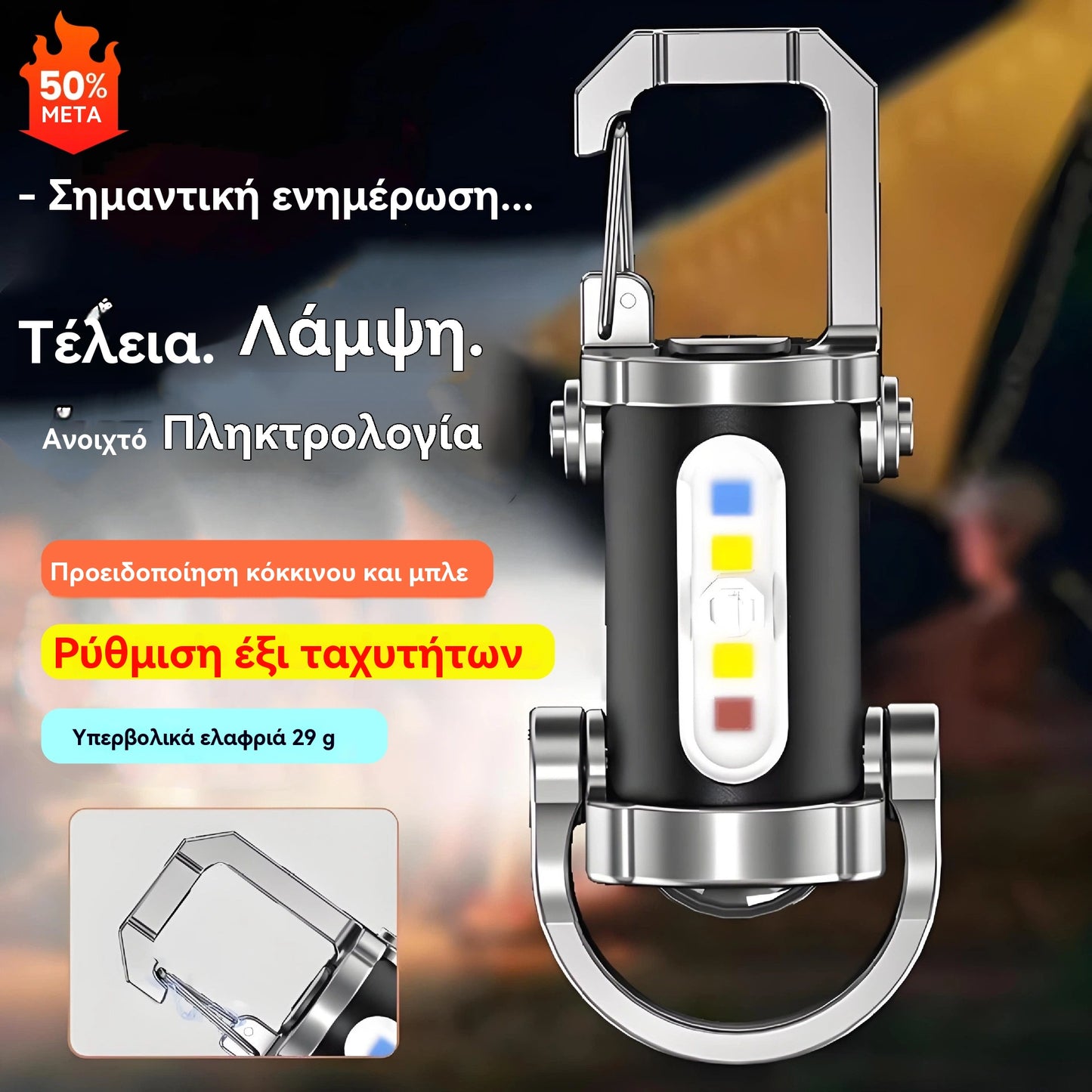 【Αγοράστε 1 και πάρτε 1 δωρεάν】🔥Εξαιρετική Προσφορά🔥Υπερφωτεινός αδιάβροχος μίνι φακός με κλειδί και έξοδο 1200lm