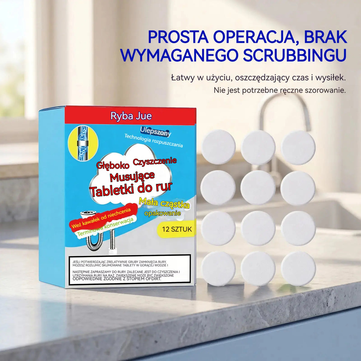 🥳 3 sztuki💞 Silne tabletki musujące do udrażniania rur, szybko rozpuszczają tłuszcz i włosy, działają antybakteryjnie i odświeżająco, nadają się do zlewów, toalet i odpływów podłogowych.