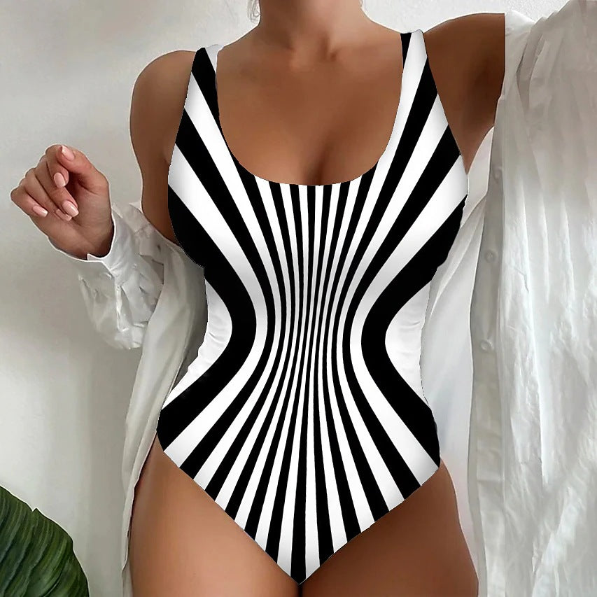 👙【S-6XL】Seksowny, jednoczęściowy kostium kąpielowy w paski