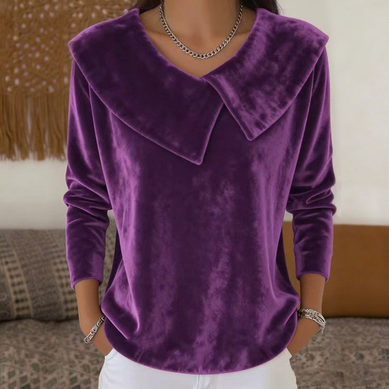 ✨👚 2026 damska bluzka welurowa z kołnierzem, miękka, ciepła i elegancka