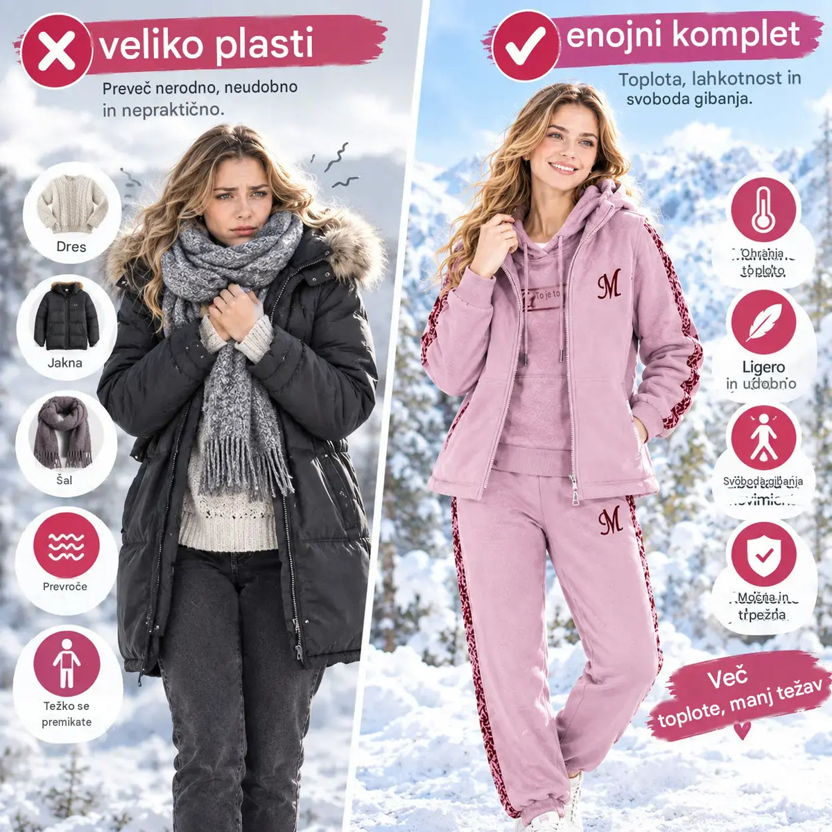 🔥【Hlače + pulover + jakna】Nov športno-sproščen komplet za jesen/zimo 2026 – debel in podložen.