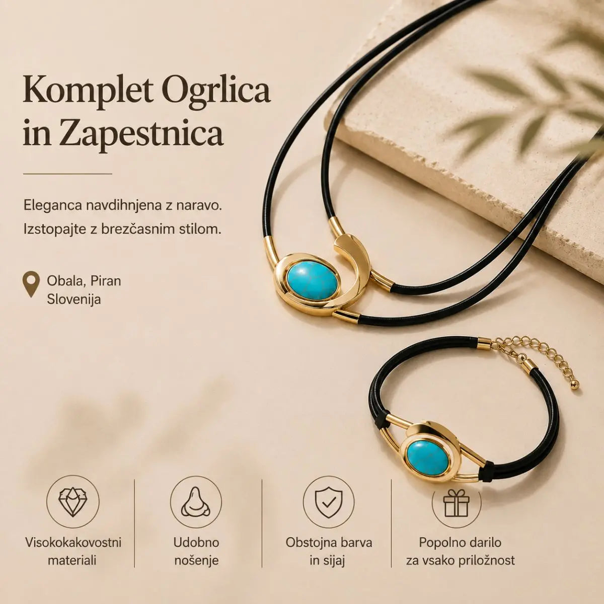 ✨🔥【Kupite enega, enega dobite brezplačno】Komplet ogrlice in zapestnice z dragimi kamni v boemskem slogu