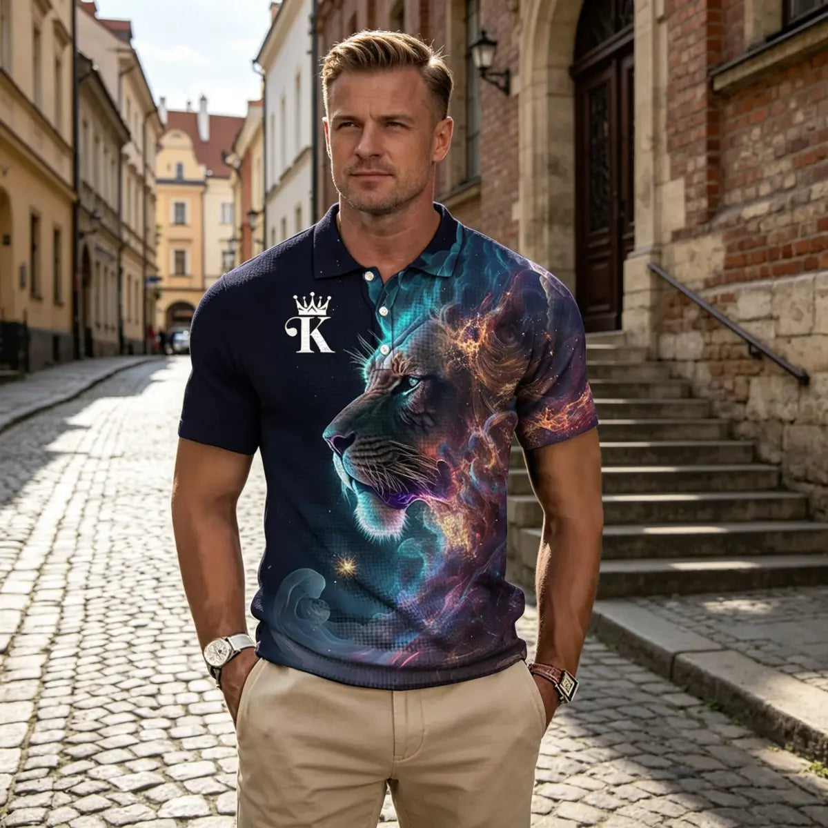 【S-6XL】Moška polo majica s 3D potiskom leva