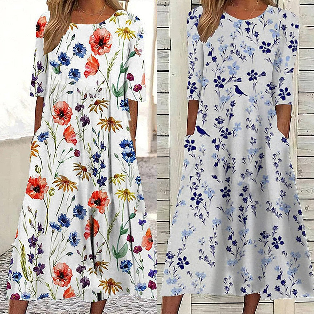 🌺👗【S-3XL】2026 Letnia sukienka z nadrukiem z okrągłym dekoltem