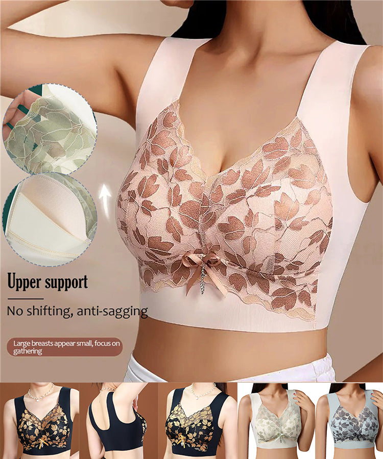 💌🌈【3 sztuki】【M-4XL】Luksusowy, piękny i seksowny koronkowy biustonosz bez fiszbin w dużych rozmiarach, zapinany z tyłu