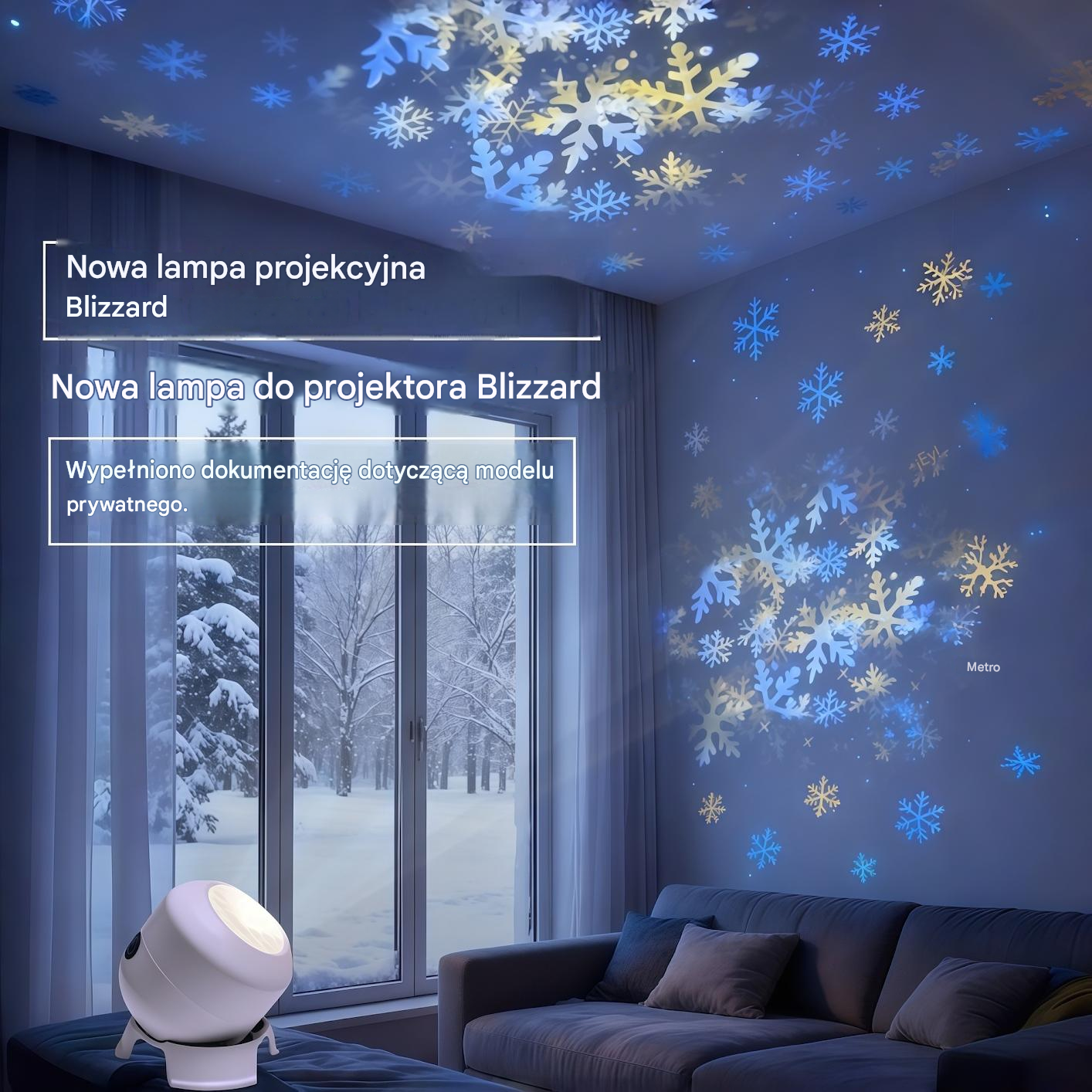 Dynamiczny, obrotowy projektor LED