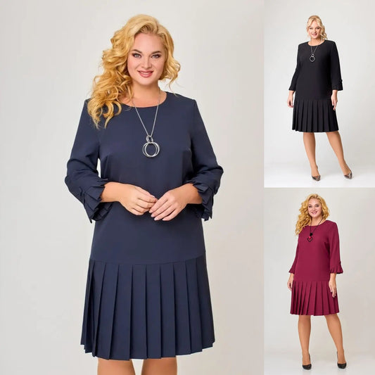 💌【S-5XL】👗 2025 rochie elegantă plisată retro, la modă nouă, de înaltă calitate