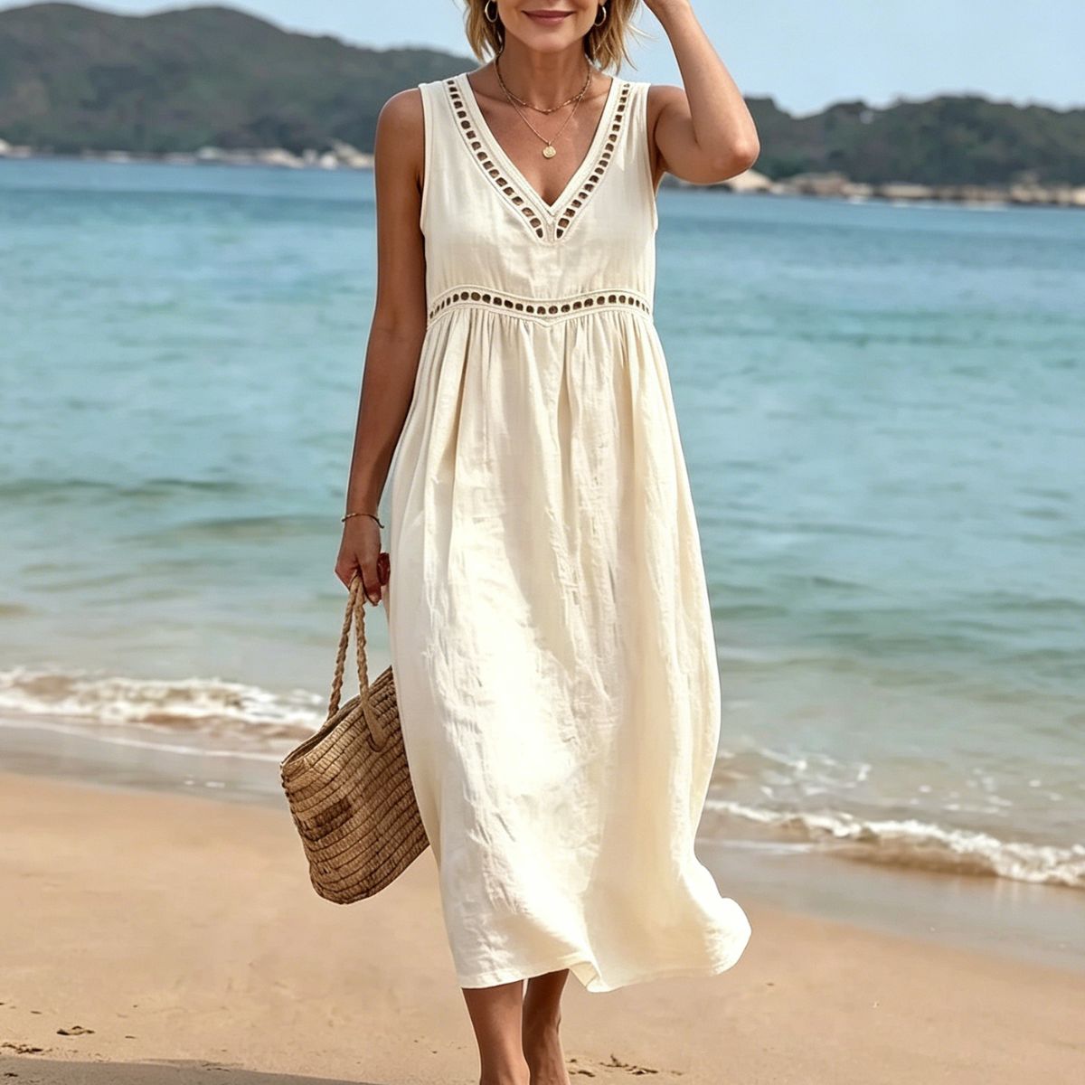 【S-3XL】Sukienka Letnia Boho bez Rękawów – Idealna na Plażę i Lato