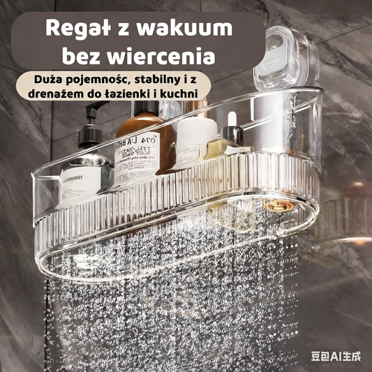 🧲 Półka z przyssawkami – bez wiercenia – duża pojemność, stabilna i z odpływem, idealna do łazienki i kuchni ✨