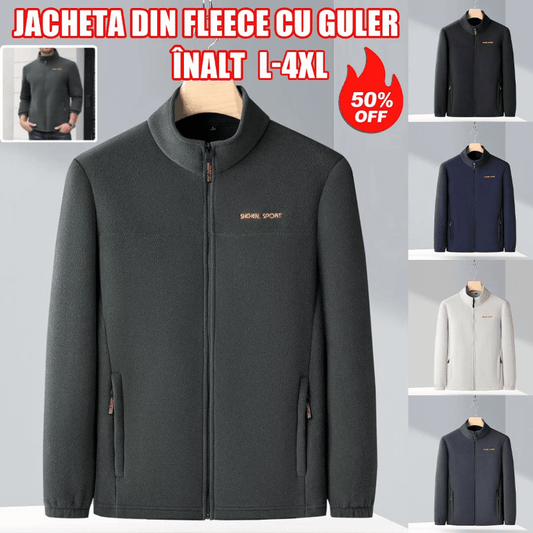 🧥🍂🔥Ανδρικό Φθινοπωρινό και Χειμερινό Φλις Μπουφάν Polar, Φλις Μπουφάν με Ψηλό Γιακά για Νέους και Μεσήλικες Άνδρες