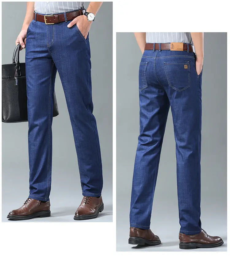💥【60-110KG】👖  Egyszerű, laza és sokoldalú plus size férfi farmernadrágok