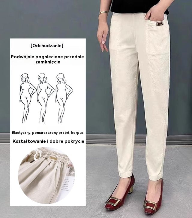 【50% ZNIŻKI】🔥Gorąca wyprzedaż🔥Damskie bawełniane spodnie z elastyczną talią, rozmiary M~6XL