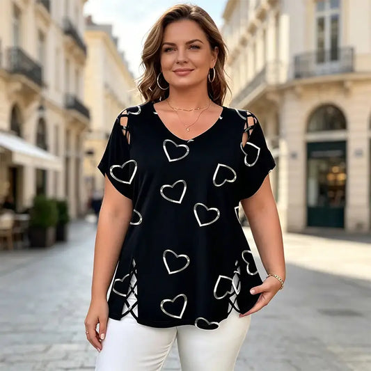 👚【S-5XL】Modna bluzka z dekoltem w kształcie serca