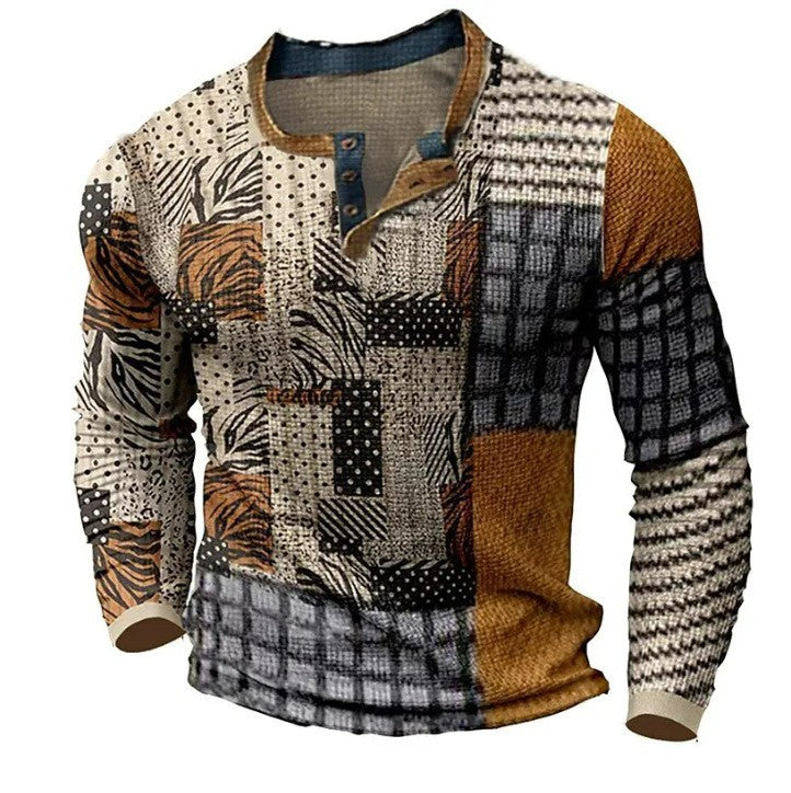 🎁😍[Wyprzedaż ograniczona czasowo] 👔[S-4XL] Męska koszulka z długim rękawem we wzór