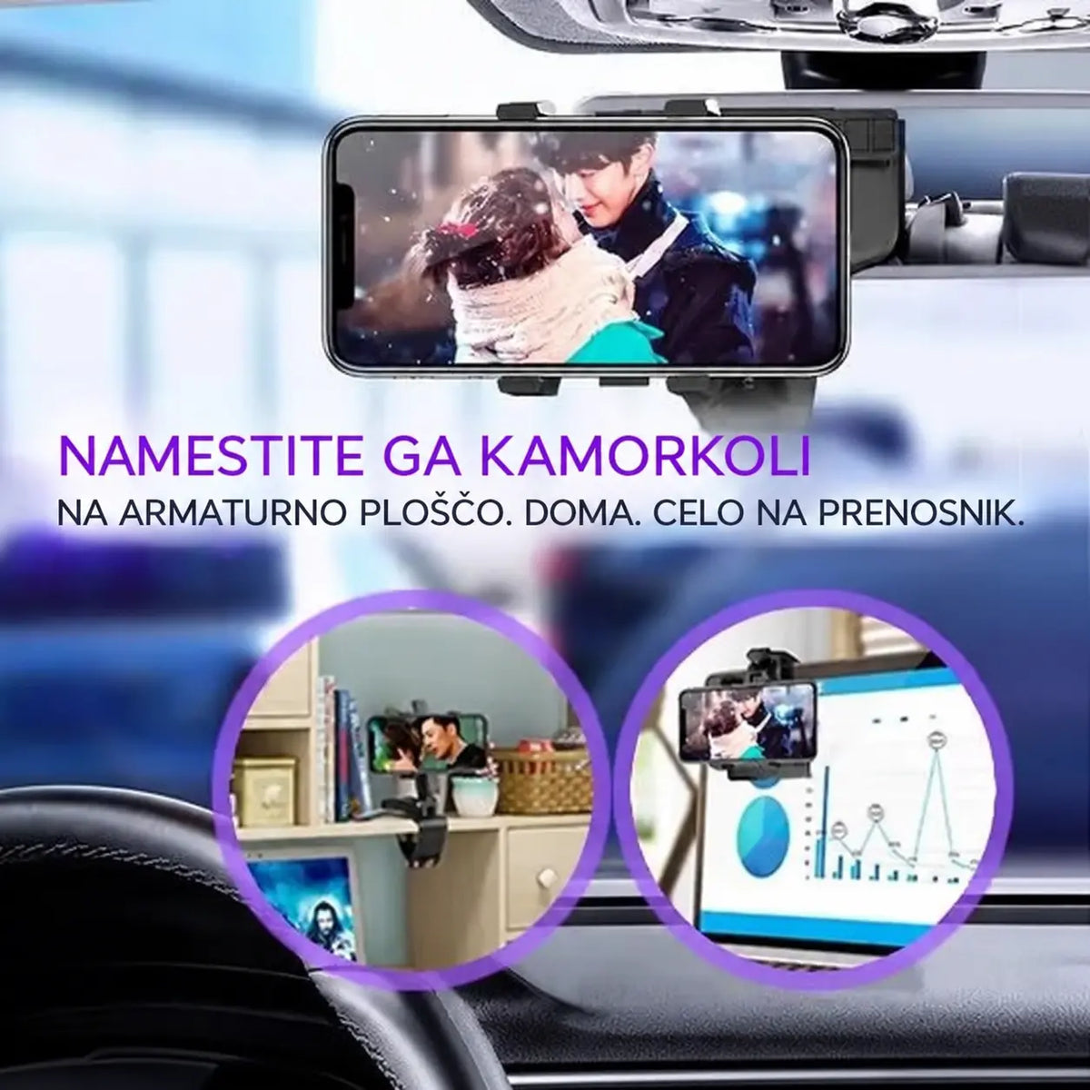 📱 Avtomobilsko držalo za telefon na senčniku, 360°, preprosto vpetje, priročna navigacija. Slog: 21 evrov na kos