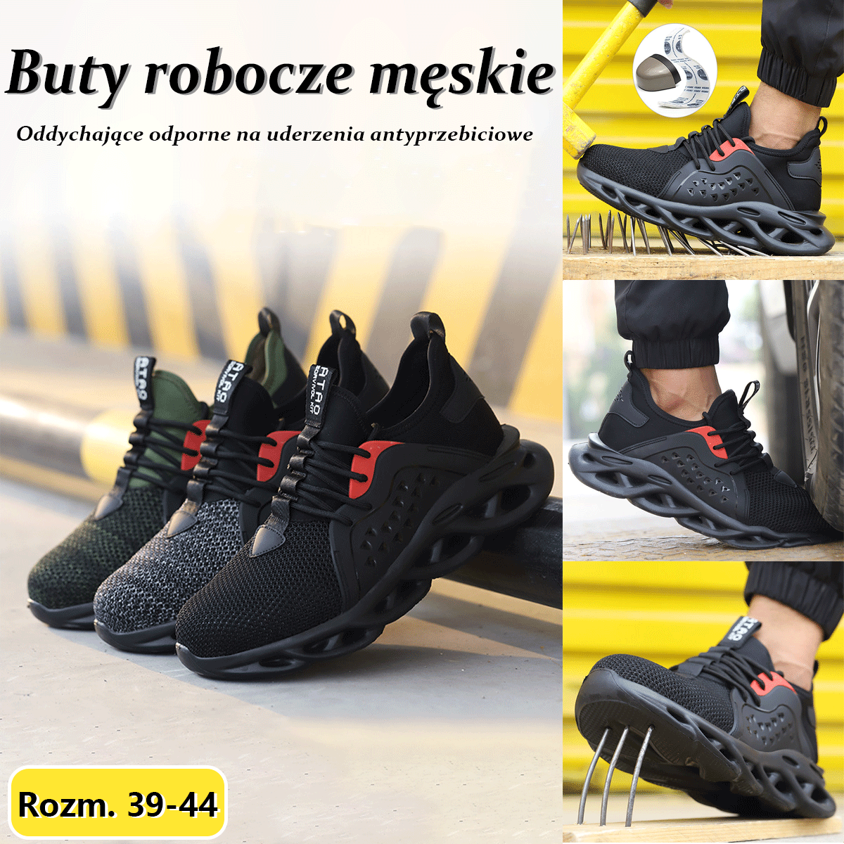 【Akce na nový produkt】💥【39-48】Pánská pracovní obuv✅Prodyšná a nárazuvzdorná✅Odolná proti propíchnutí✅Protiskluzová✅Pohodlná