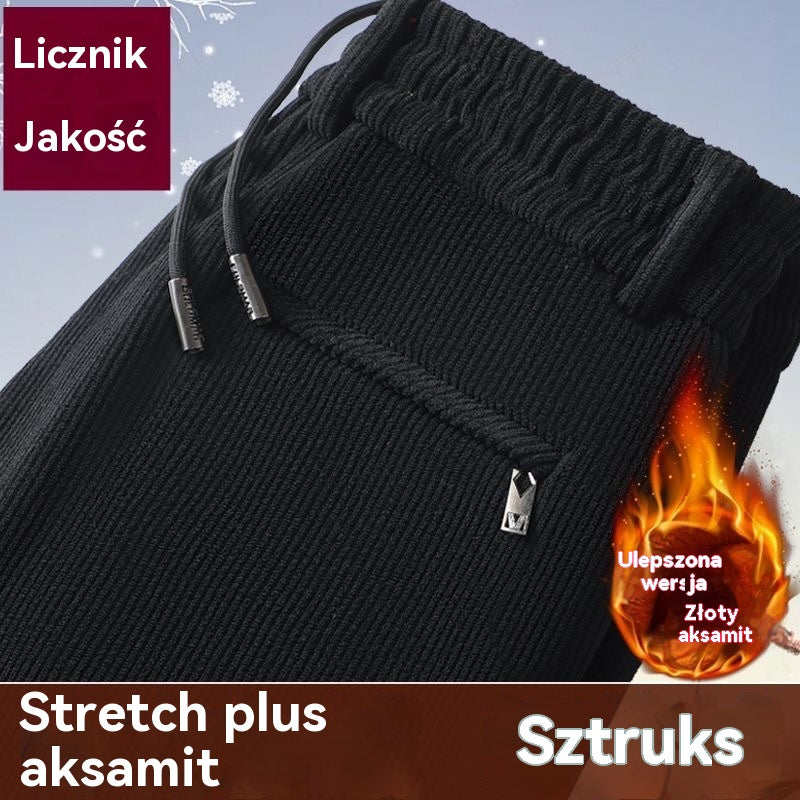 【M-5XL】Jesień i zima, aksamitne i aksamitne spodnie dresowe męskie, luźne spodnie casualowe