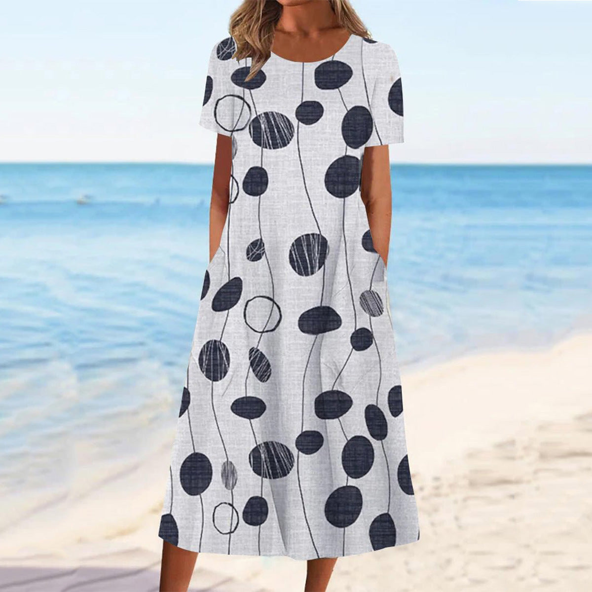 🌺👗【S-3XL】2026 Letnia sukienka z nadrukiem z okrągłym dekoltem