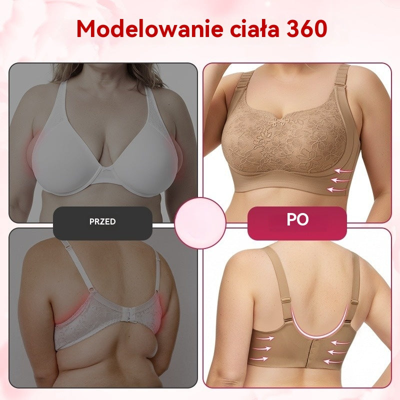 Regulowany biustonosz unoszący dla większego biustu, wygodny biustonosz.