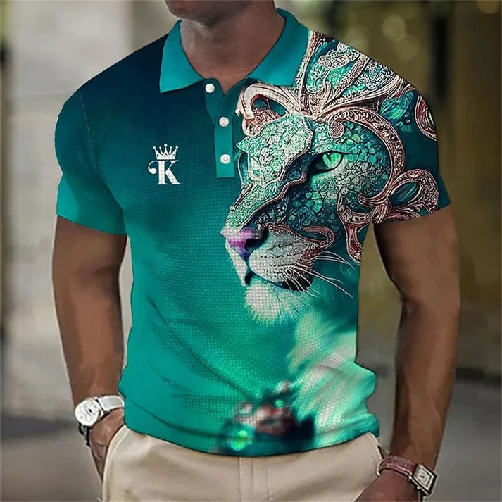 【S-6XL】Moška polo majica s 3D potiskom leva