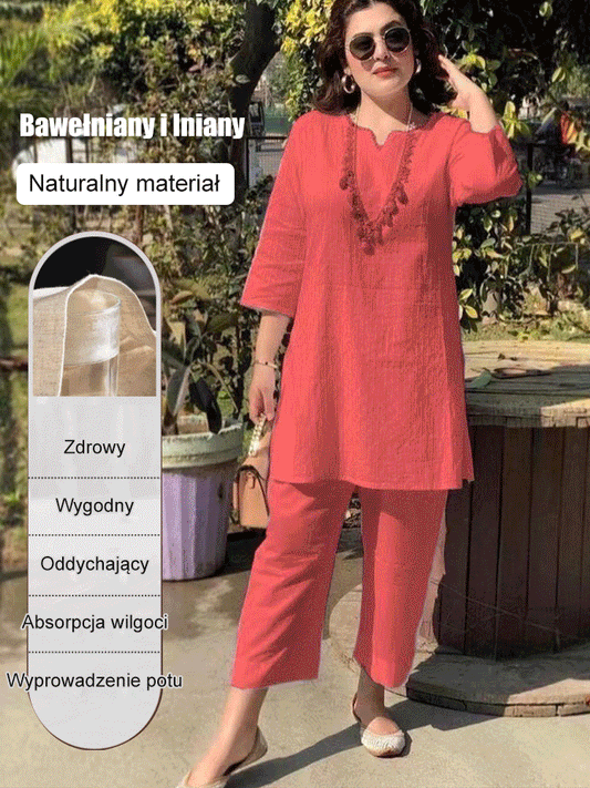 [40-100 kg] 2026 Nowy styl letni/garnitur dojazdowy - bawełna len