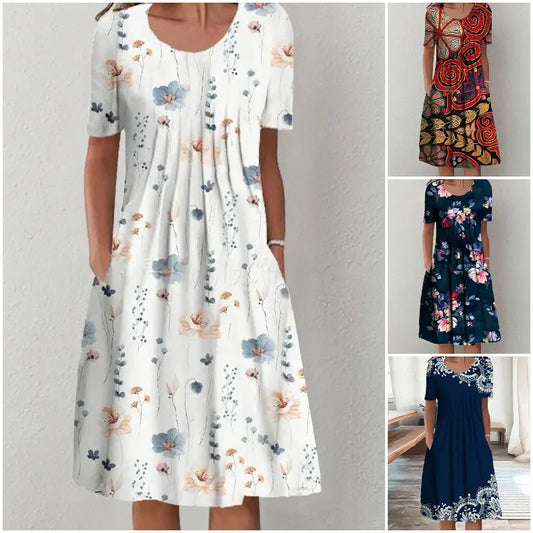 ✨ ¡Novedad en oferta! 🔥【40-120 kg】Nuevo vestido de mujer con mangas cortas y cuello redondo, tallas grandes, 2026. ✅️Pago contra entrega