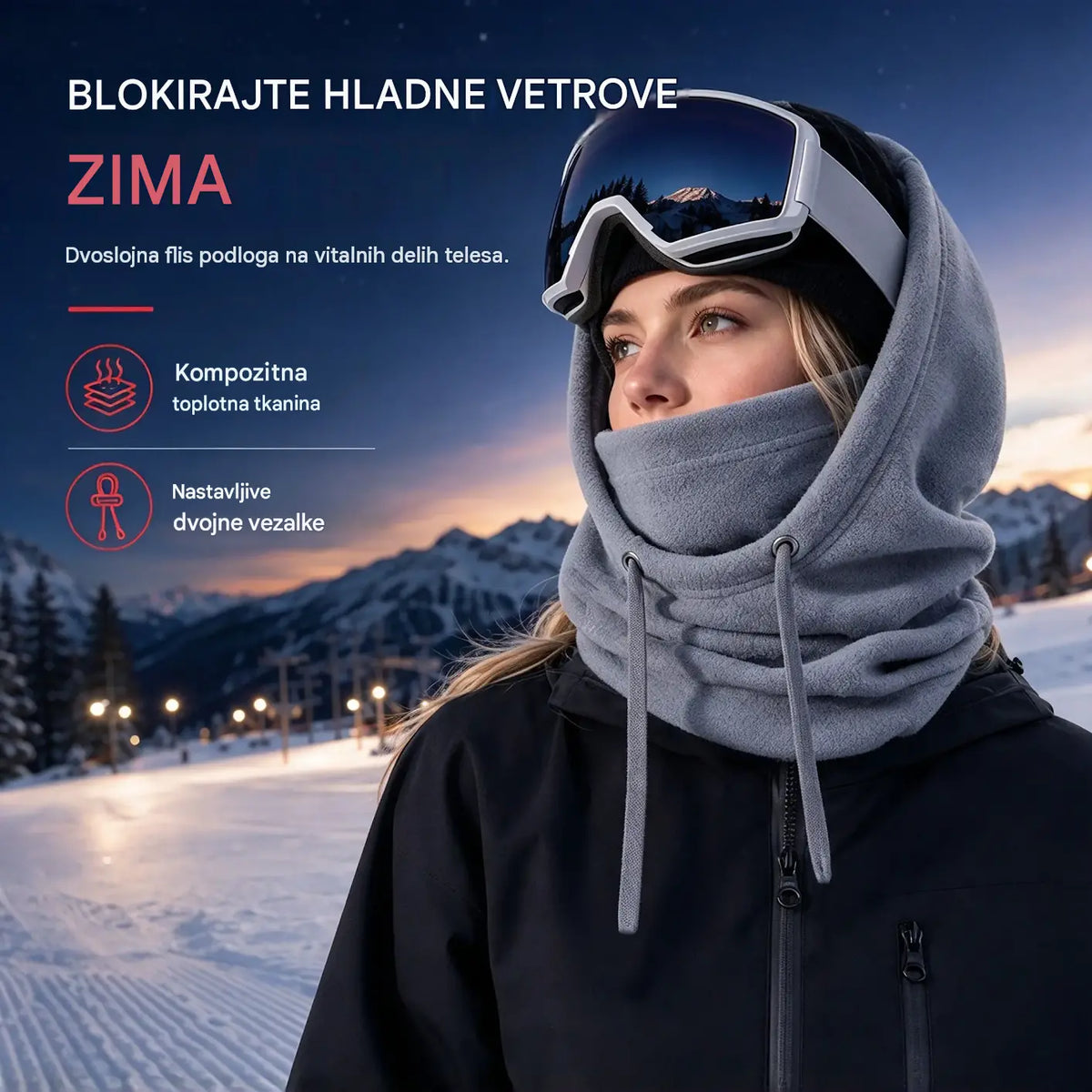 ❄️🧣 Zimska termo podkapa iz flisa | Debela, proti vetru odporna podkapa za smučanje, kolesarjenje, vožnjo z motorjem in dejavnosti na prostem 🏍️🚴‍♂️